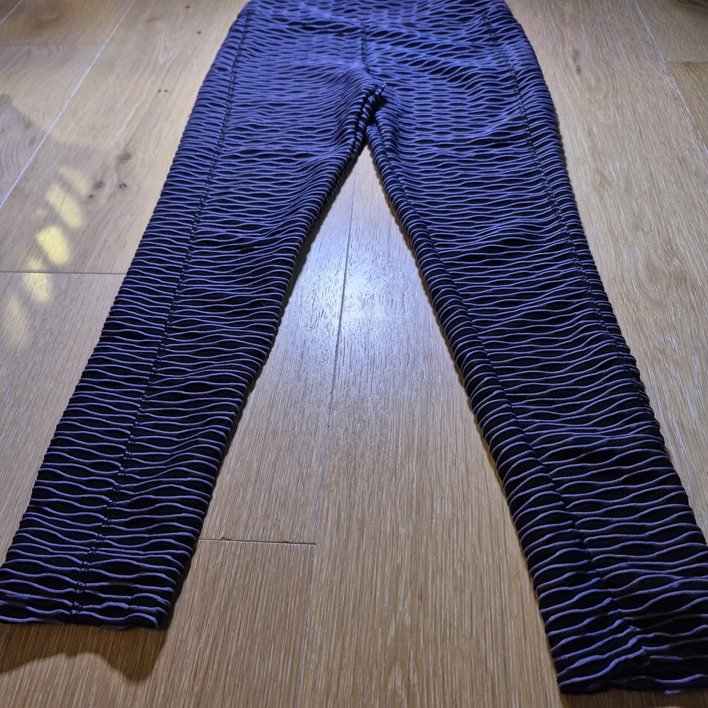 Black and Purple Striped Leggings
